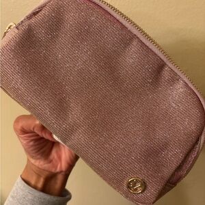 Lululemon Athletica Pink Glitter Cosmetic Bag